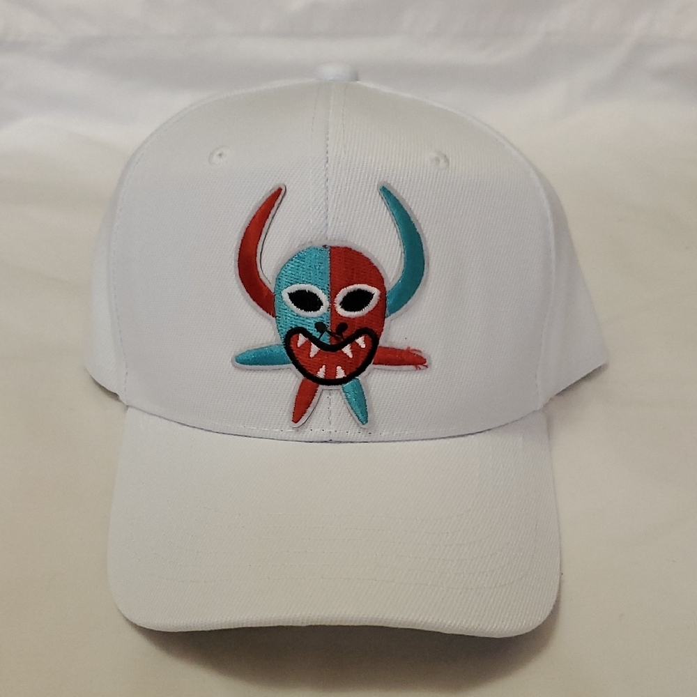 White Cap with Colorful Embroidered Design